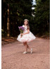 Pink 3D Flower Lace Organza Short Flower Girl Dress
